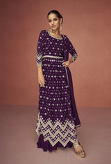 Women's Dark Purple Color Embroidered Festival Salwar Kameez