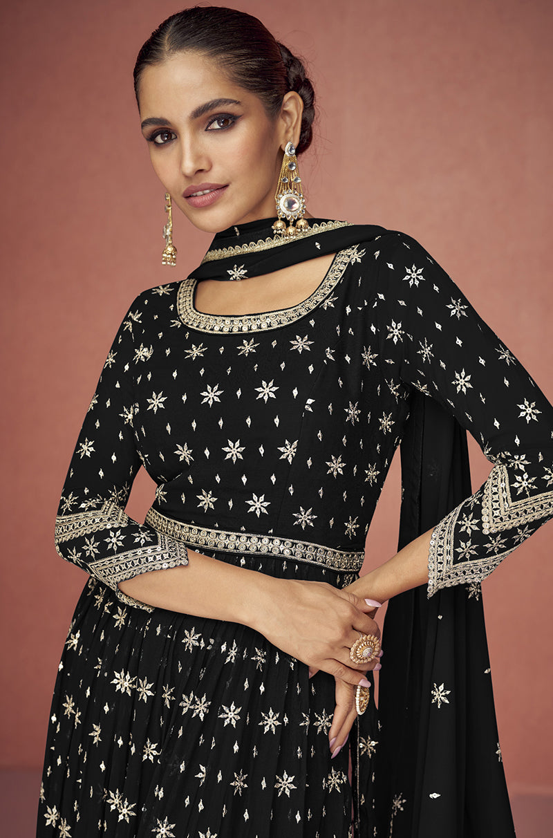 Women's Black Color Embroidered Festival Salwar Kameez