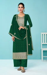 Women's Dark Green Georgette Sangeet Trendy Salwar Kameez