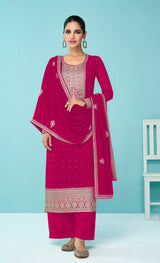 Women's Hot Pink Georgette Sangeet Trendy Salwar Kameez