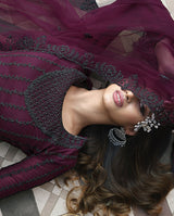 Women's Dark Wine Embroidered Trendy Salwar Kameez