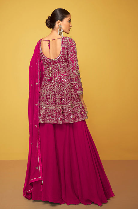 Women's Georgette Hot Pink Sequence Trendy Salwar Kameez