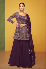 Women's Georgette Dark Purple Sequence Trendy Salwar Kameez