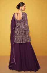 Women's Georgette Dark Purple Sequence Trendy Salwar Kameez