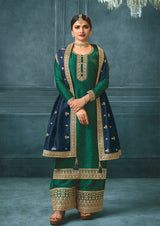 Women's Dark Teal Color Silk Georgette Designer Salwar Suit