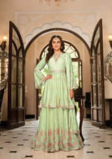 Women's Light Green Color Embroidered Designer Ethnic Salwar