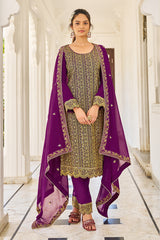 Women's Purple Faux Georgette Designer Salwar Suit