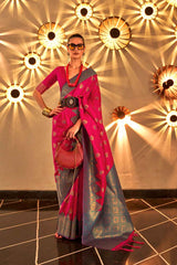 Pink Silk Woven Saree