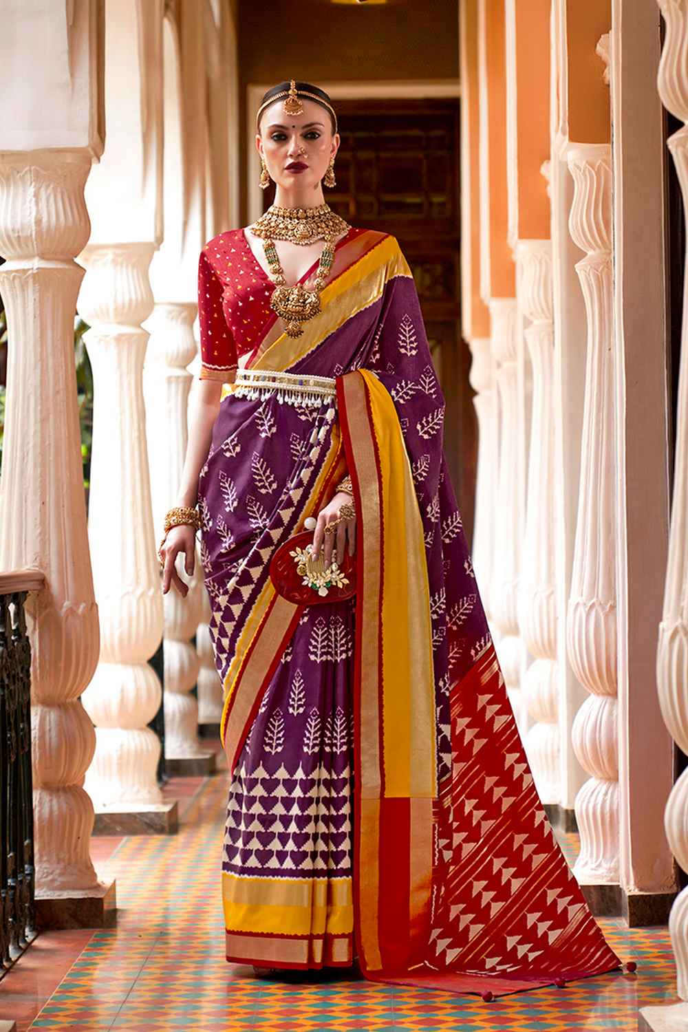 Violet Silk Printed Saree