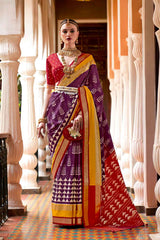 Violet Silk Printed Saree