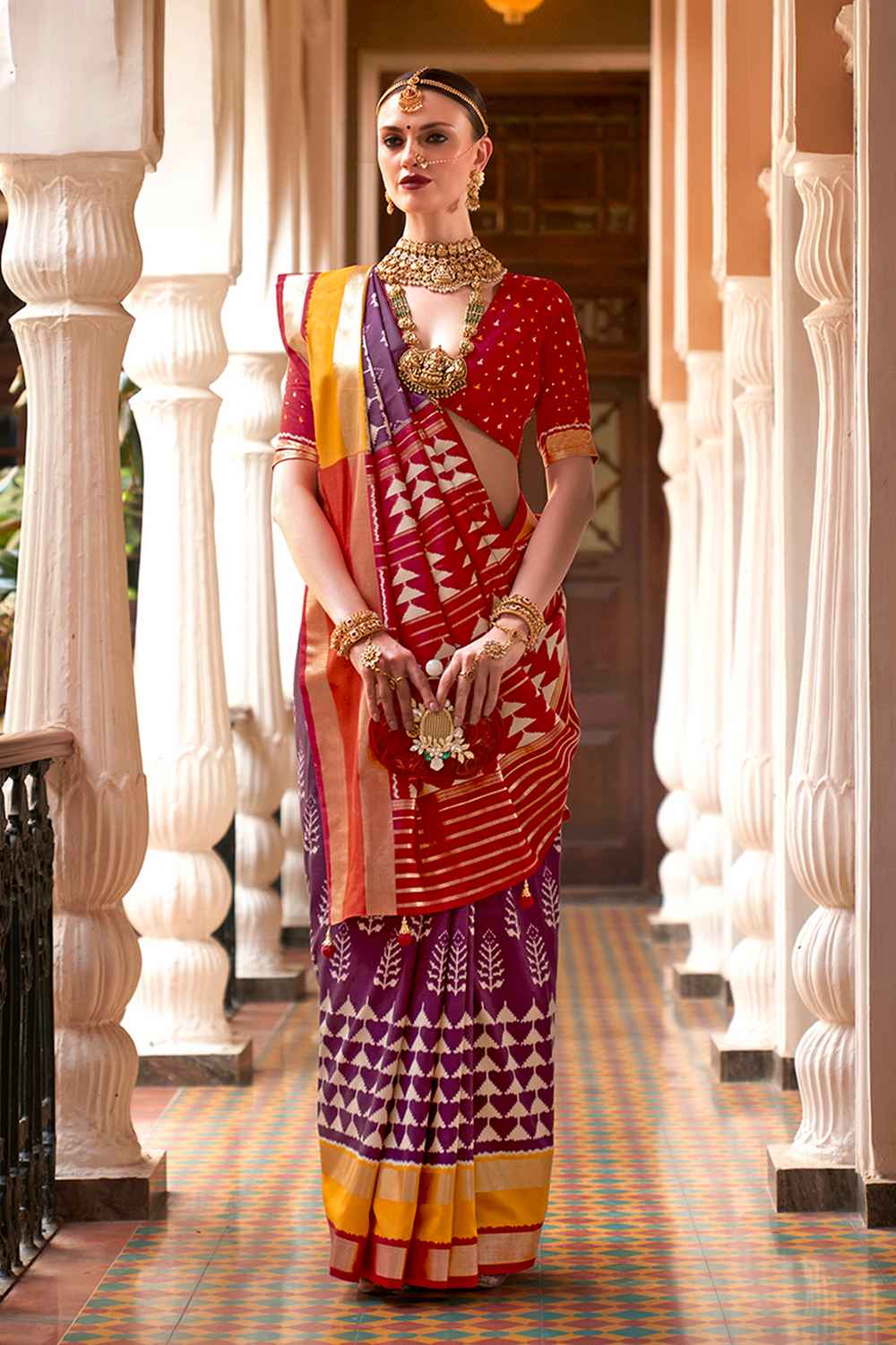 Violet Silk Printed Saree