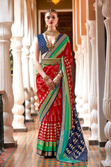 Red Silk Printed Saree