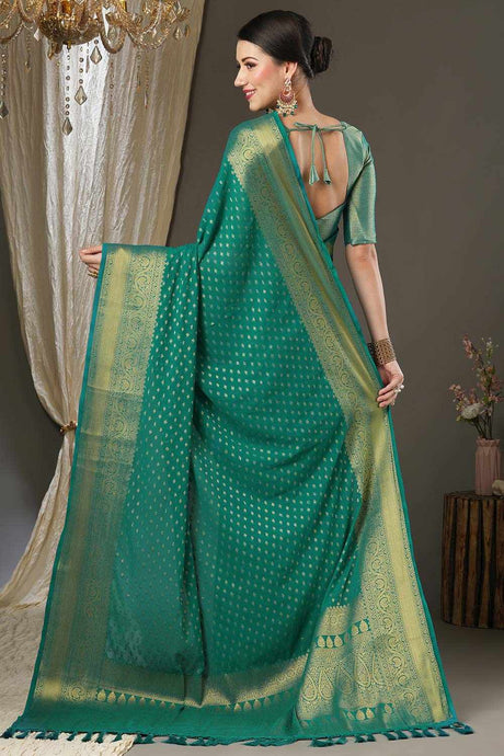 Alekha Turquoise Georgette Printed Saree