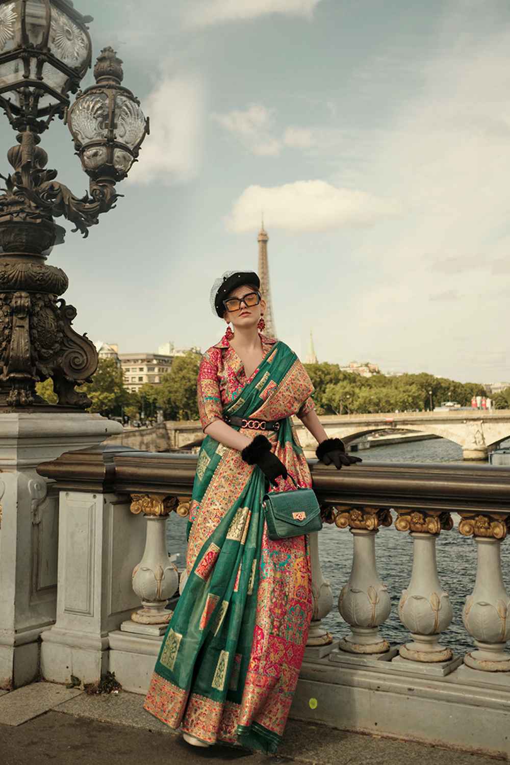 Turquoise Silk Woven Saree