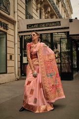 Orange Silk Woven Saree