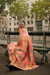 Orange Silk Woven Saree