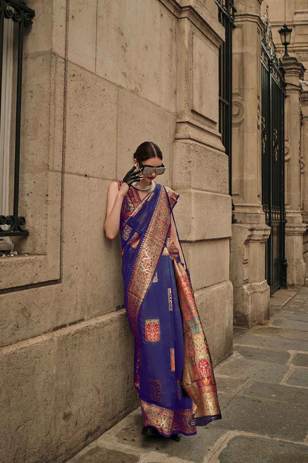 Blue Silk Woven Saree