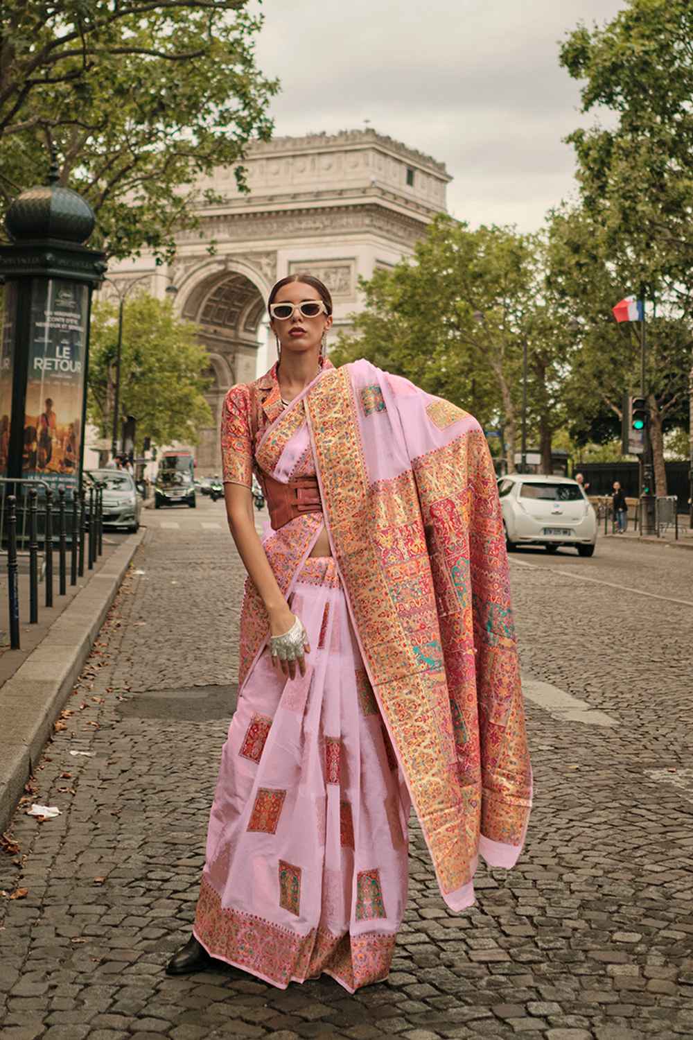 Pink Silk Woven Saree