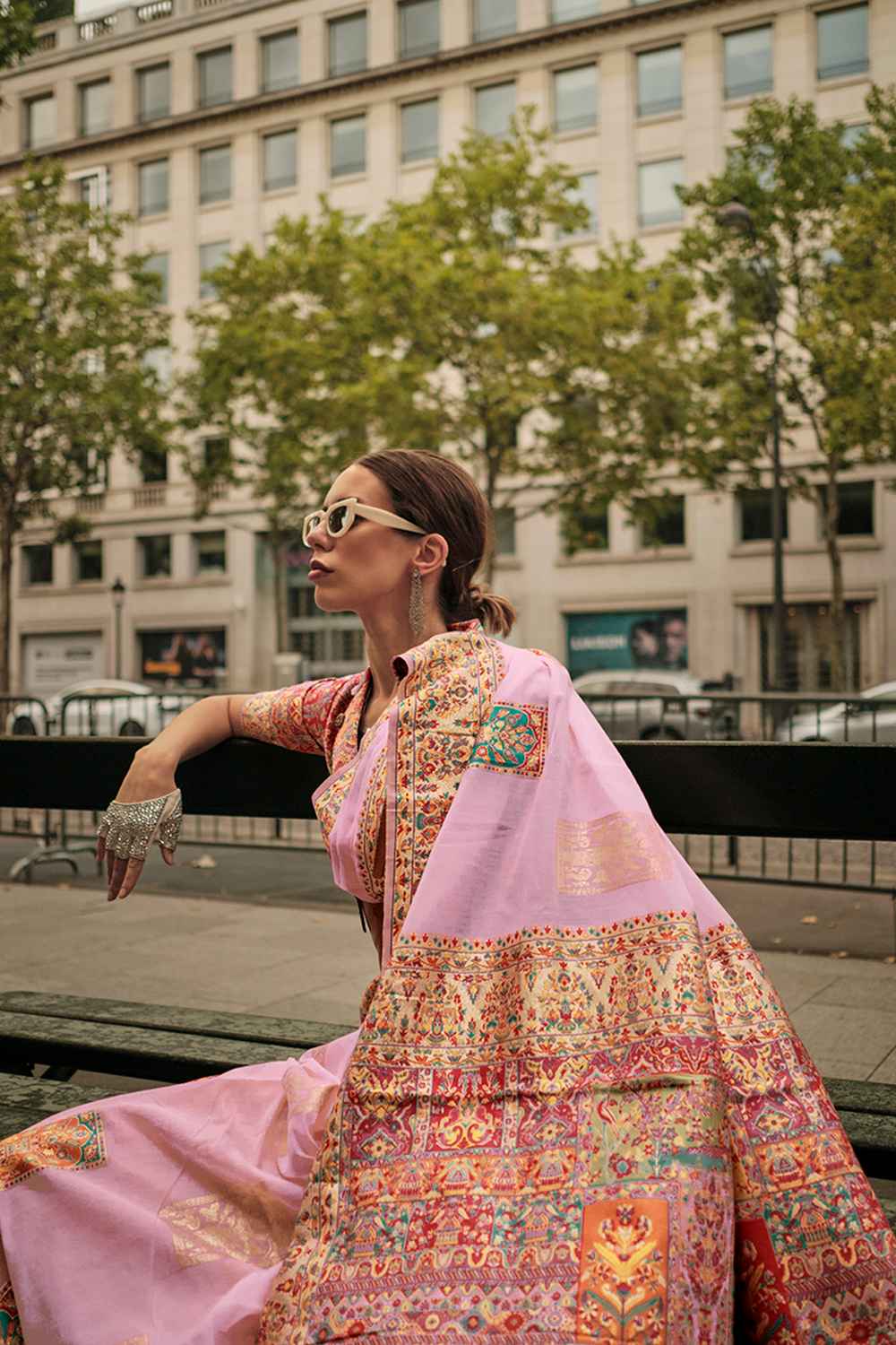 Pink Silk Woven Saree