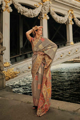 Brown Silk Woven Saree