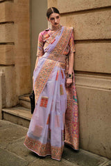 Violet Silk Woven Saree