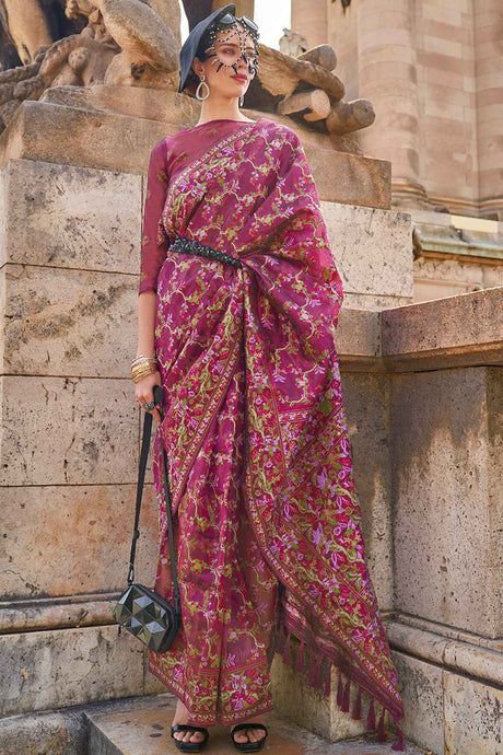 Magenta Organza  Saree