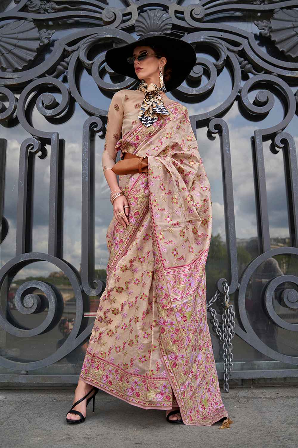 Beige Organza  Saree