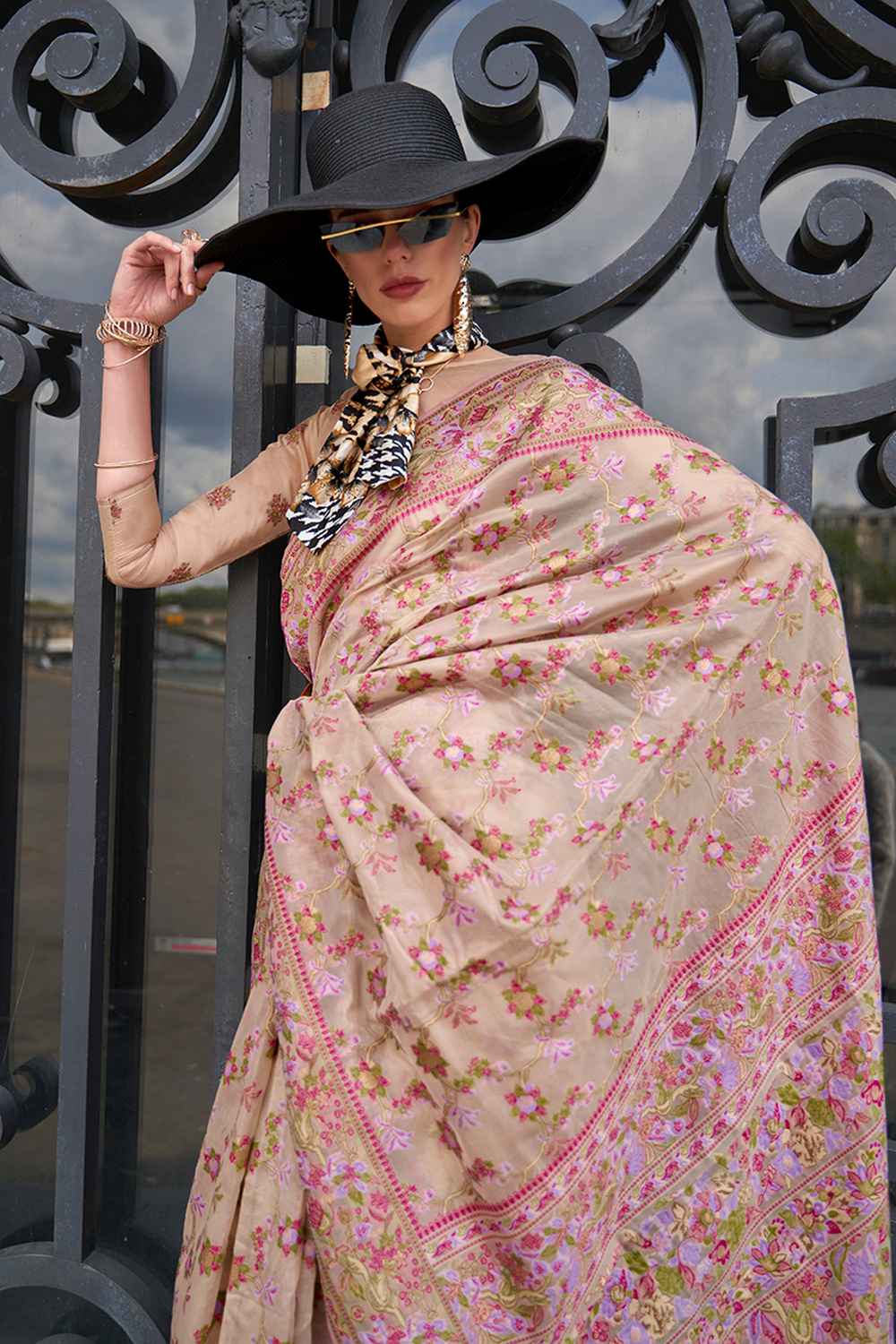 Beige Organza  Saree