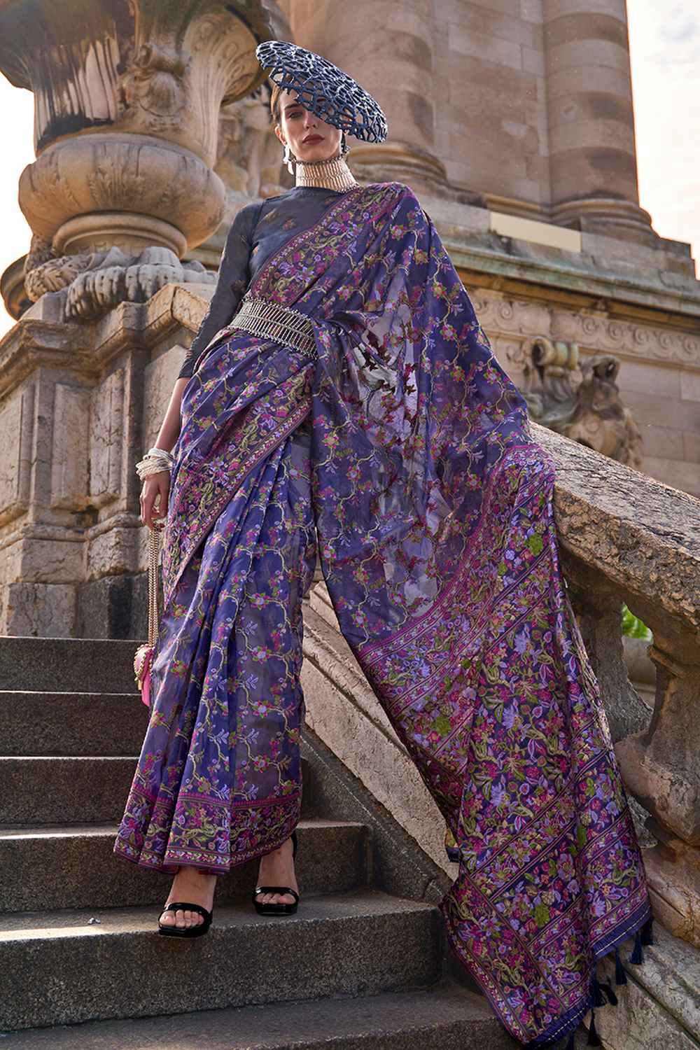 Violet Organza  Saree