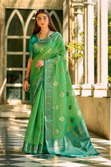 Green Tissue Woven Saree