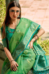 Green Tissue Woven Saree