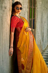 Yellow Tissue Woven Saree