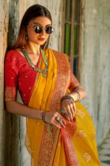 Yellow Tissue Woven Saree