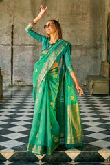 Green Tissue Woven Saree