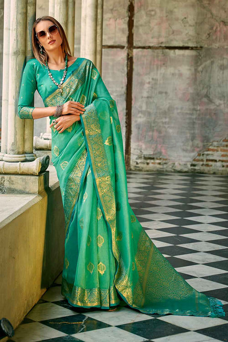 Green Tissue Woven Saree