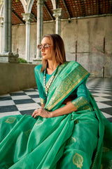 Green Tissue Woven Saree