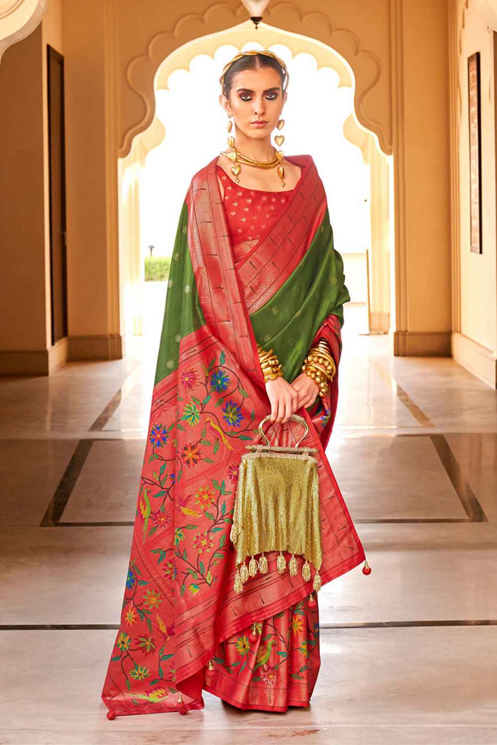 Green Silk Woven Saree