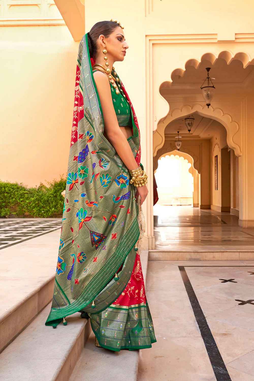 Red Silk Woven Saree