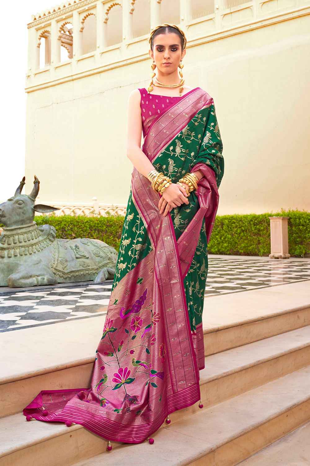 Green Silk Woven Saree