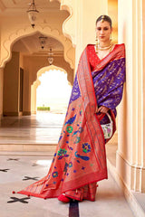 Violet Silk Woven Saree