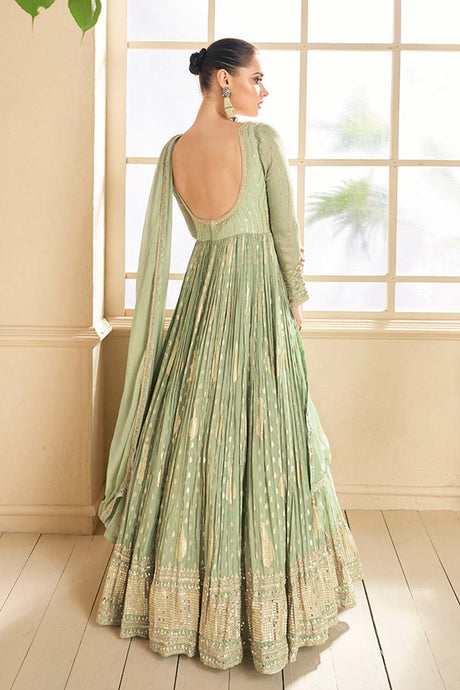 Light Olive Viscose Jacquard Salwar Kameez