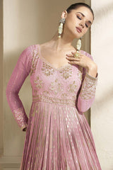 Rose Pink Viscose Jacquard Salwar Kameez