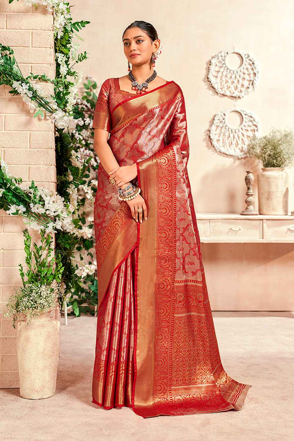 Red Silk Woven Saree