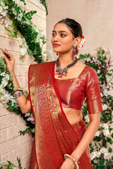 Red Silk Woven Saree