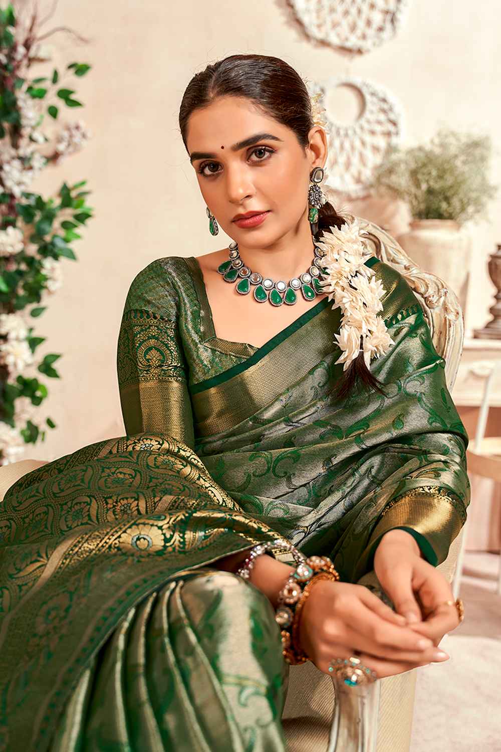 Green Silk Woven Saree