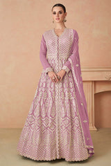 Mauve Georgette Designer Dress