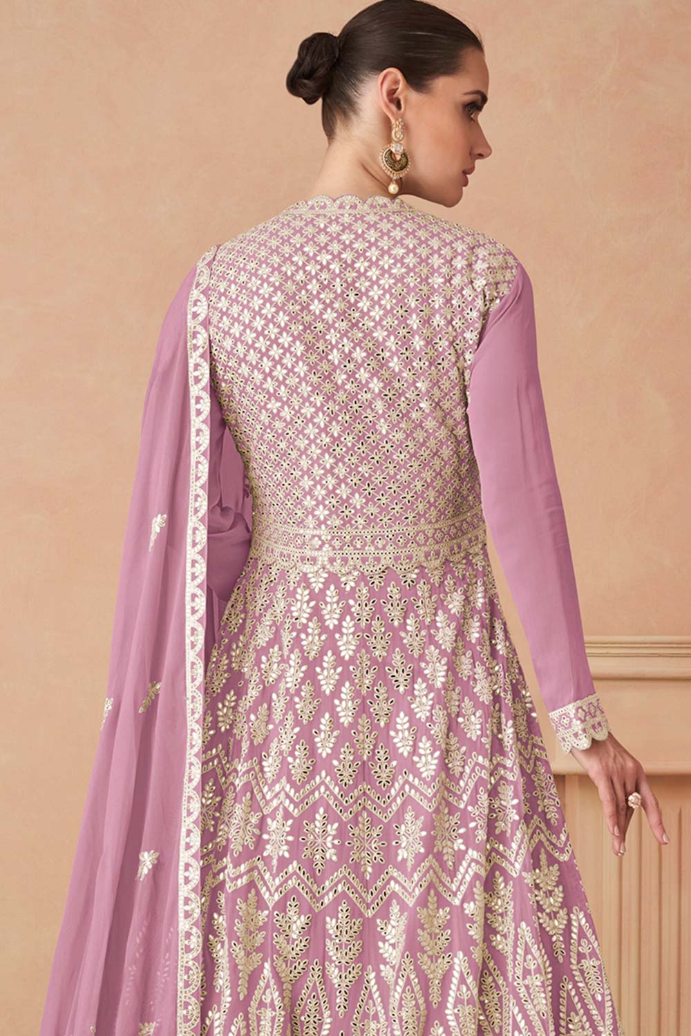 Mauve Georgette Designer Dress