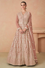 Chikoo Georgette Designer Dress