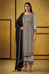 Light Grey Rangoli Silk Embroidered Trendy Salwar Kameez