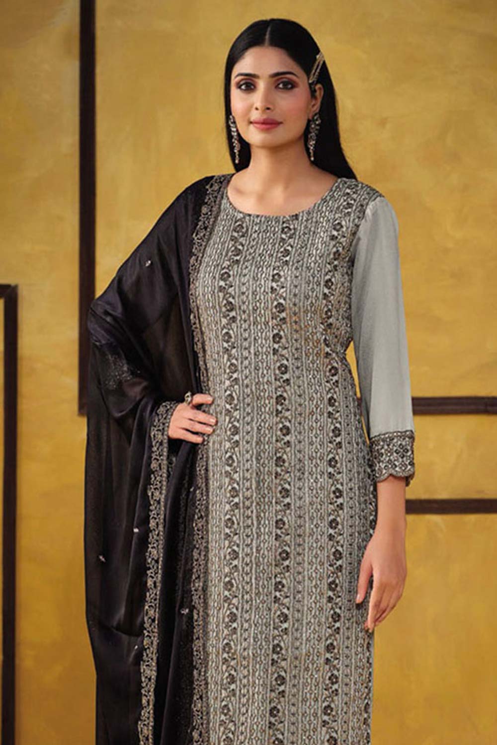 Light Grey Rangoli Silk Embroidered Trendy Salwar Kameez